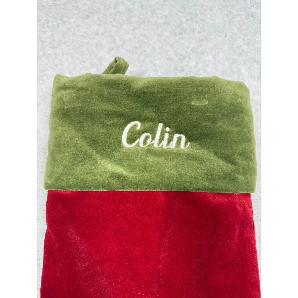 Pottery Barn Red Green Velvet Christmas Stocking 